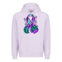 Lilac purple and green anal cancer with boxing gloves na Premium Hoodie - NancyCooperArtShop