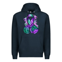 Navy purple and green anal cancer with boxing gloves na Premium Hoodie - NancyCooperArtShop