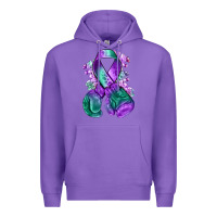 Purple purple and green anal cancer with boxing gloves na Premium Hoodie - NancyCooperArtShop