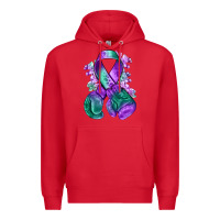 Red purple and green anal cancer with boxing gloves na Premium Hoodie - NancyCooperArtShop