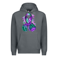 Rock purple and green anal cancer with boxing gloves na Premium Hoodie - NancyCooperArtShop