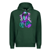 Sports Green purple and green anal cancer with boxing gloves na Premium Hoodie - NancyCooperArtShop