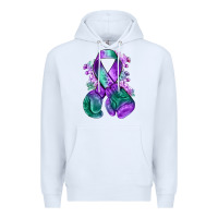 White purple and green anal cancer with boxing gloves na Premium Hoodie - NancyCooperArtShop