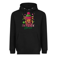 Black i'm freakin freezin pink christmas long haired cow Heavyweight Hoodie - Jasminsmagicworld