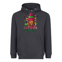 Smoke i'm freakin freezin pink christmas long haired cow Heavyweight Hoodie - Jasminsmagicworld