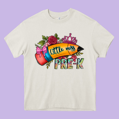 Little Miss Prek Heavy Core Tee Designed By Cowhidedigitalart