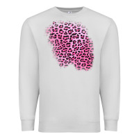 Dove Grey pink leopard patch Premium Sweatshirt - AdoDesignShop