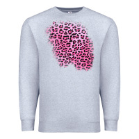 Heather Grey pink leopard patch Premium Sweatshirt - AdoDesignShop