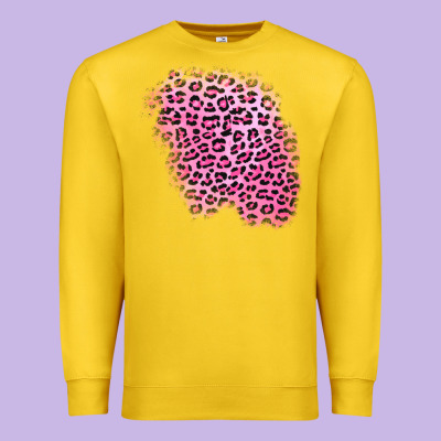 Pink Leopard Patch Premium Sweatshirt Designed By Adodesignshop