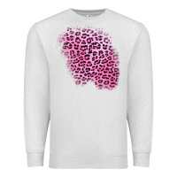 Oatmeal Heather pink leopard patch Premium Sweatshirt - AdoDesignShop