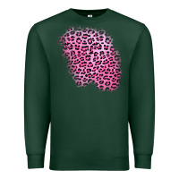 Sports Green pink leopard patch Premium Sweatshirt - AdoDesignShop