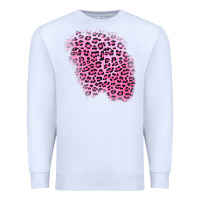 White pink leopard patch Premium Sweatshirt - AdoDesignShop