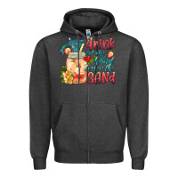 Charcoal Heather drink in my hand toes in the sand Zipper Hoodie - HRA Design Shop