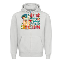 Dove Grey drink in my hand toes in the sand Zipper Hoodie - HRA Design Shop