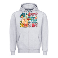 Heather Grey drink in my hand toes in the sand Zipper Hoodie - HRA Design Shop