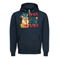 Navy drink in my hand toes in the sand Zipper Hoodie - HRA Design Shop