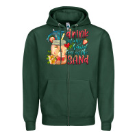 Sports Green drink in my hand toes in the sand Zipper Hoodie - HRA Design Shop