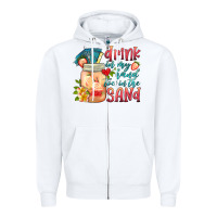 White drink in my hand toes in the sand Zipper Hoodie - HRA Design Shop