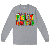 Heather Grey feliz navidad Long Sleeve Tee - Zillion Design Studio