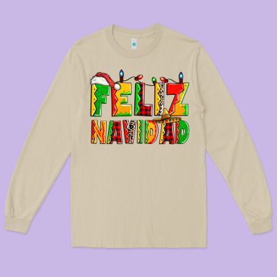 Feliz Navidad Long Sleeve Tee Designed By Zillion Design Studio