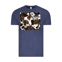 Vintage Denim cowhide and leopard pattern Vintage Tee - RanaPortraitStore