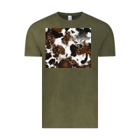 Vintage Olive cowhide and leopard pattern Vintage Tee - RanaPortraitStore