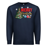 Navy merry christmas tree Premium Sweatshirt - AdoDesignShop