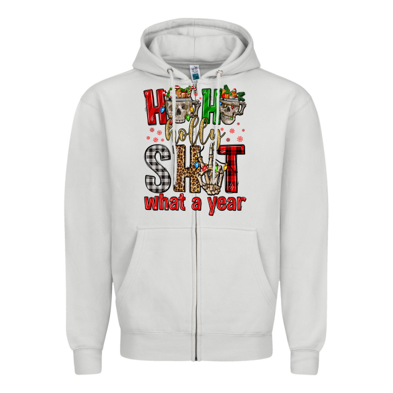 Ho Ho Holly Shit What A Year Zipper Hoodie by FaDigitalArtStudio | Teevron
