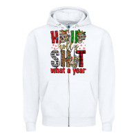 White ho ho holly shit what a year Zipper Hoodie - FaDigitalArtStudio