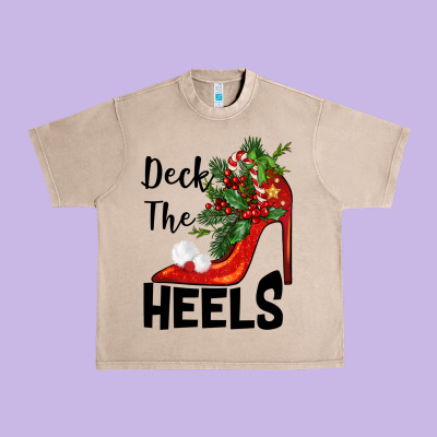 Deck The Heels Christmas Urban Heavy Tee Designed By Barkaloodesign