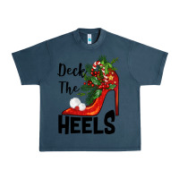 Midnight Navy deck the heels Christmas Urban Heavy Tee - BarkalooDesign