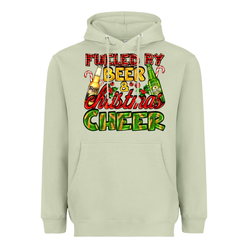 Fueled By Beer And Christmas Cheer With Beer Bottles Heavyweight Hoodie by AdoDesignShop | Teevron