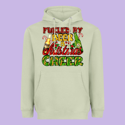 Fueled By Beer And Christmas Cheer With Beer Bottles Heavyweight Hoodie Designed By Adodesignshop