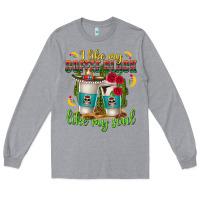 Heather Grey I Like My Coffee Black Like My Soul Long Sleeve Tee - texasbilliewilder