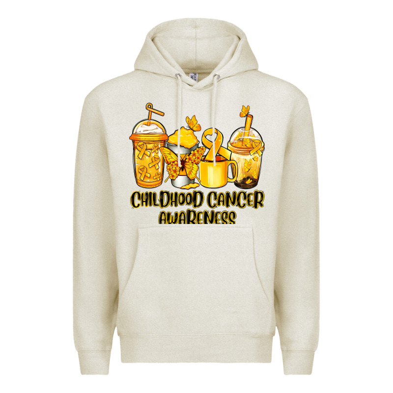 Childhood Cancer Awareness Coffee Cups Premium Hoodie by NancyCooperArtShop | Teevron