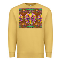 Antique Gold mardi gras sunflowers fleur, de lis glitter leopard background Premium Sweatshirt - Artiststas