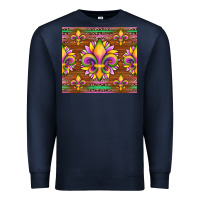 Navy mardi gras sunflowers fleur, de lis glitter leopard background Premium Sweatshirt - Artiststas