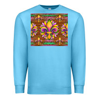 Ocean Blue mardi gras sunflowers fleur, de lis glitter leopard background Premium Sweatshirt - Artiststas