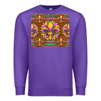 Purple mardi gras sunflowers fleur, de lis glitter leopard background Premium Sweatshirt - Artiststas