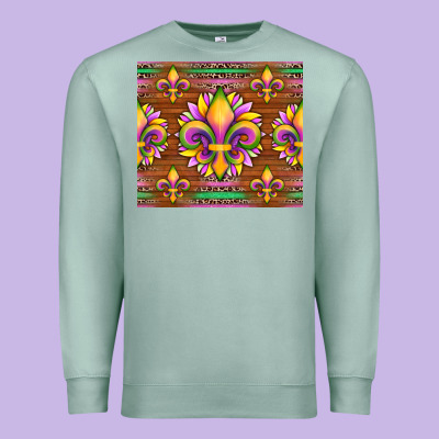 Mardi Gras Sunflowers Fleur, De Lis Glitter Leopard Background Premium Sweatshirt Designed By Artiststas