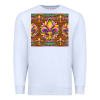 White mardi gras sunflowers fleur, de lis glitter leopard background Premium Sweatshirt - Artiststas