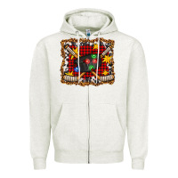 Oatmeal Heather hockey christmas with lights and stars Zipper Hoodie - FaDigitalArtStudio