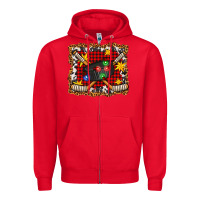 Red hockey christmas with lights and stars Zipper Hoodie - FaDigitalArtStudio