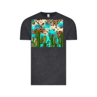 Vintage Black cactus turquoise leopard cowhide tumbler rana Vintage Tee - RanaPortraitStore