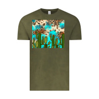 Vintage Olive cactus turquoise leopard cowhide tumbler rana Vintage Tee - RanaPortraitStore