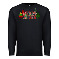 Black merry christmas glitter plaid trees Premium Sweatshirt - AdoDesignShop