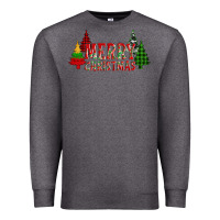 Charcoal Heather merry christmas glitter plaid trees Premium Sweatshirt - AdoDesignShop
