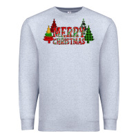 Heather Grey merry christmas glitter plaid trees Premium Sweatshirt - AdoDesignShop