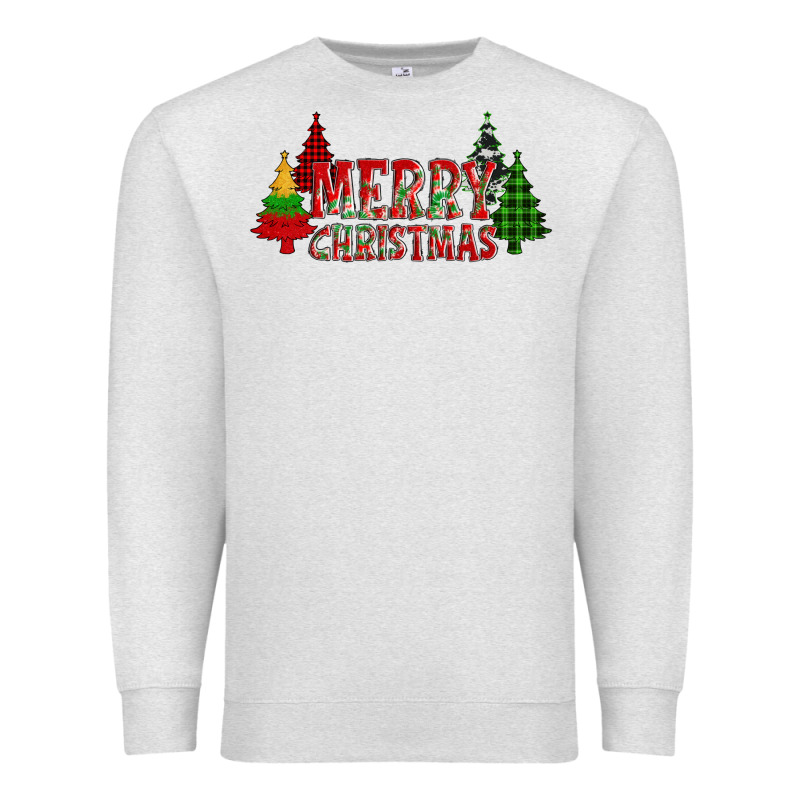 Merry Christmas Glitter Plaid Trees Premium Sweatshirt by AdoDesignShop | Teevron