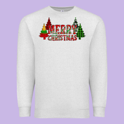 Merry Christmas Glitter Plaid Trees Premium Sweatshirt Designed By Adodesignshop